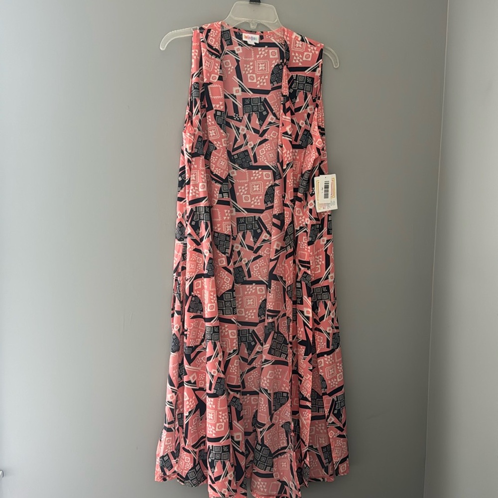 Lularoe tunic vest pink/navy/white
